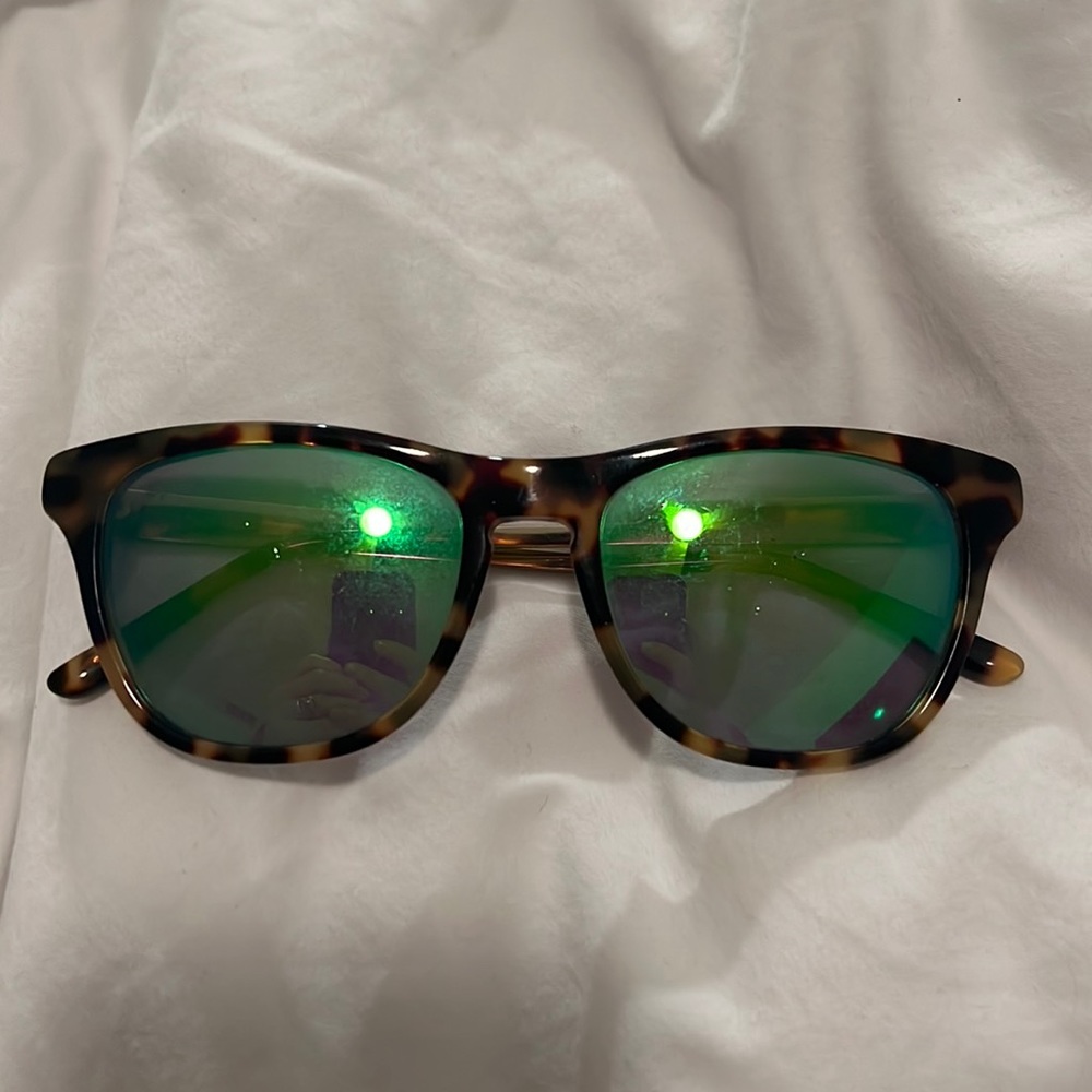 Stella McCartney Mirrored sunglasses - tortoiseshell frame Green lens